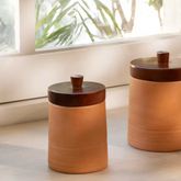 terracotta jar with wooden lid- small